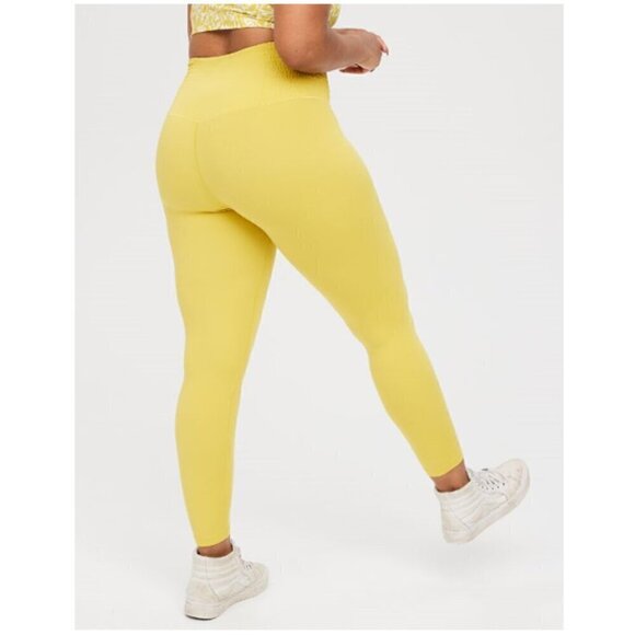 Aerie Offline Real Me 7/8 Leggings Smocked High Rise Yellow Size M NWT - Picture 3 of 9